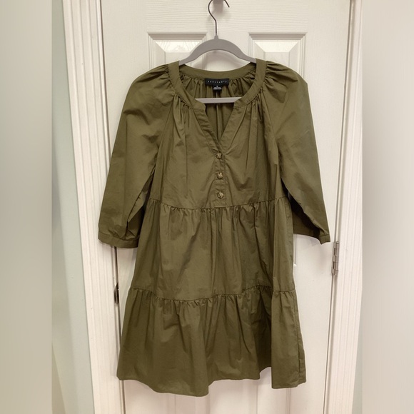 Sanctuary Button Babydoll Mini Dress Olive Size XS - Picture 2 of 10